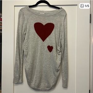 Isabel Maternity by Ingrid & Isabel Gray Sweater with Red Hearts